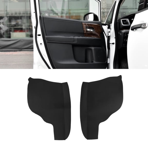 2Pcs Black Vinyl Door Panels Armrest Cover Trim For Honda For Odyssey 2011-16 17