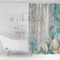thumbnail image 4 of Small Stall Shower Curtain 36x78 Inch Narrow Half Size Teal Conch Coastal Bath Curtains Bathroom Decor Summer Beach Nautical Seaside Waterproof Fabric Shower Curtain Set with Hooks 36 Inch, 4 of 6
