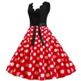 thumbnail image 4 of Kcodviy Robes d'Anniversaire Vintage d'Été à Pois pour Femmes Grande Taille pour Femmes Imprimé Sans Manches Décontracté Soirée Formel Robes Perlées pour Femmes Grande Taille Robe de Fête Bal, 4 of 7