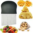 thumbnail image 4 of Cortador de arrugas fuerte, cuchillo para freír francés de alta resistencia, picador ondulado de acero inoxidable grueso, cortador duradero con mango negro para patatas, 4 of 5