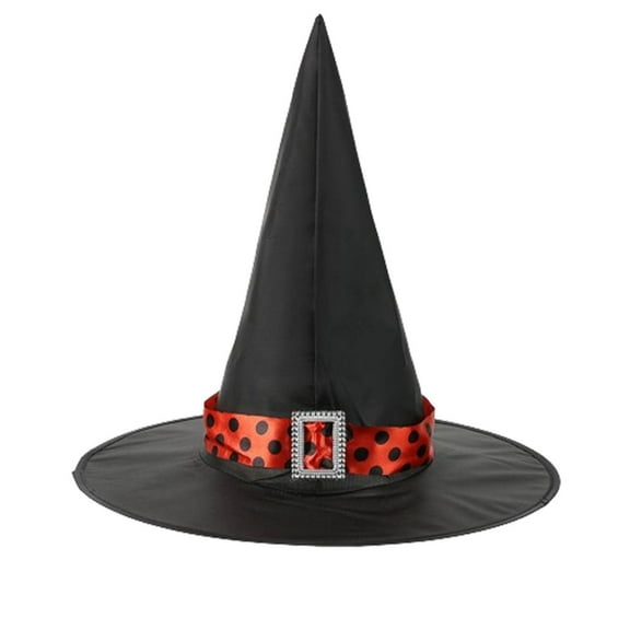 Mikilon Women Halloween Magician Hat Solid Color Fashion Black Witch Hats Festival Party Wide Hats Comfortable Performance Hats