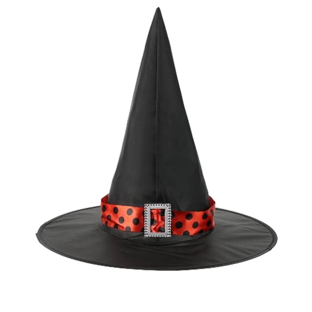 Sombreros de Halloween con botones rectangulares, sombrero de bruja con encaje, sombrero ancho acorralado para fiesta, sombrero de poliéster para mujer