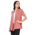 thumbnail image 3 of Women's Casual Solid Short Sleeve Basic Open Draped Front Cardigan Office Wear, 3 of 6