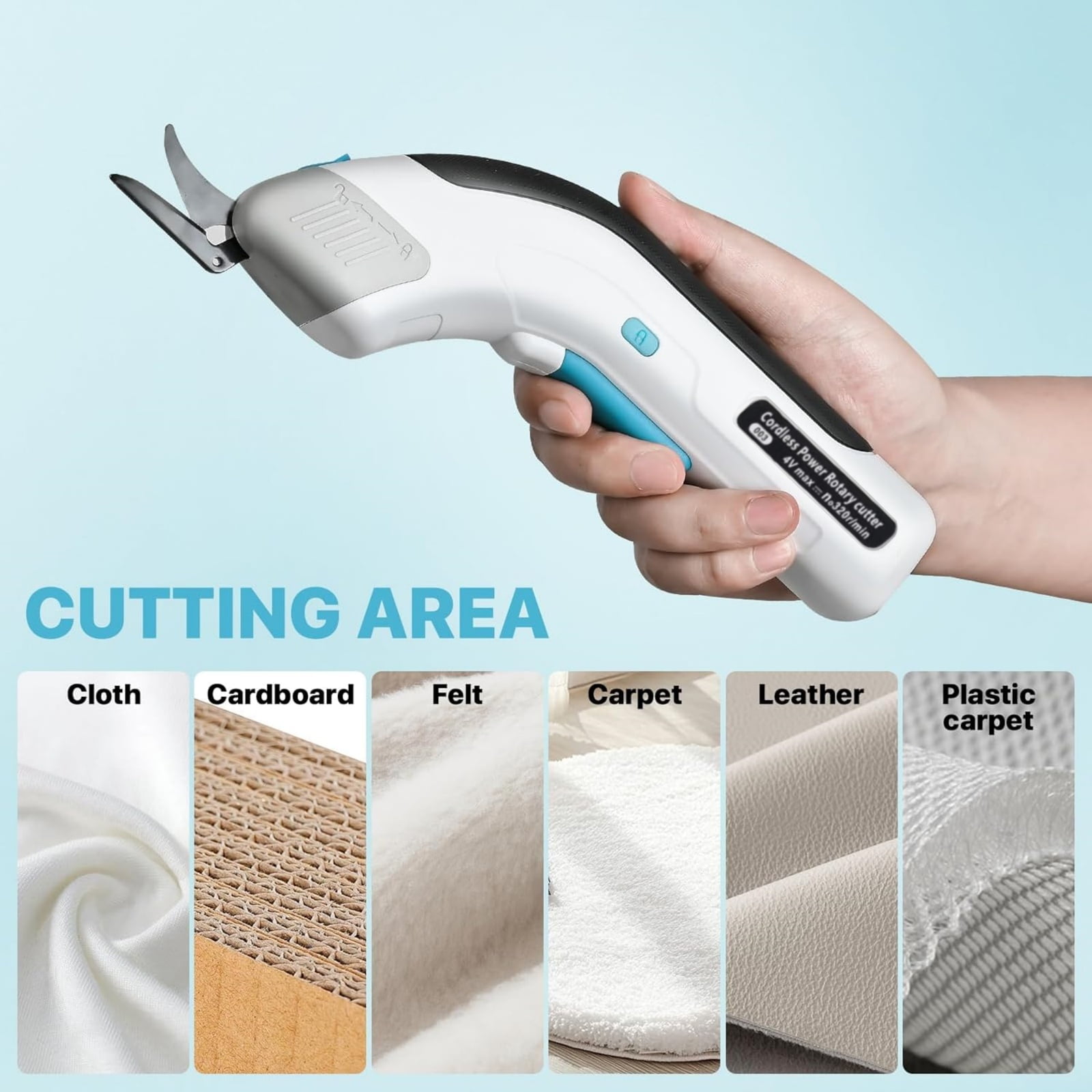 Electric Fabric Scissors,ODDPC Cordless Electric Scissors with 2 Type Blades, Rechargeable Powerful Shears Cutting Tool for Fabric Electric Box Cutter Leather Felt