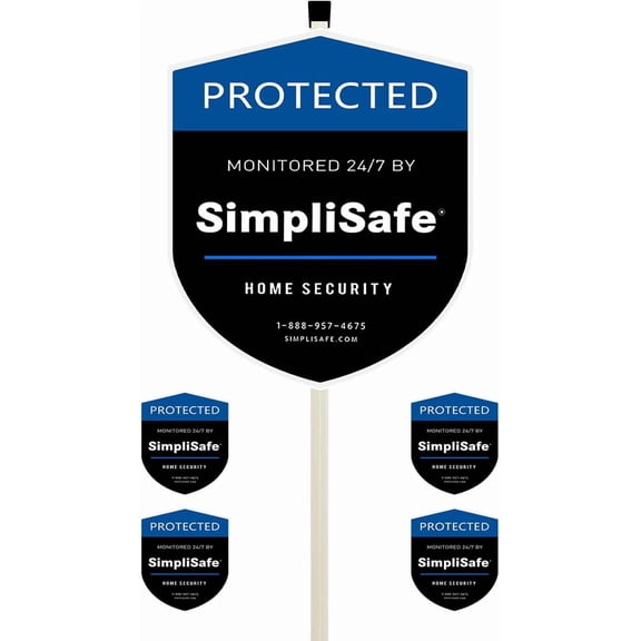 1 Yard Sign with 4 Window Stickers compatible with SimpliSafe Home Security System (STAKE INCLUDED)