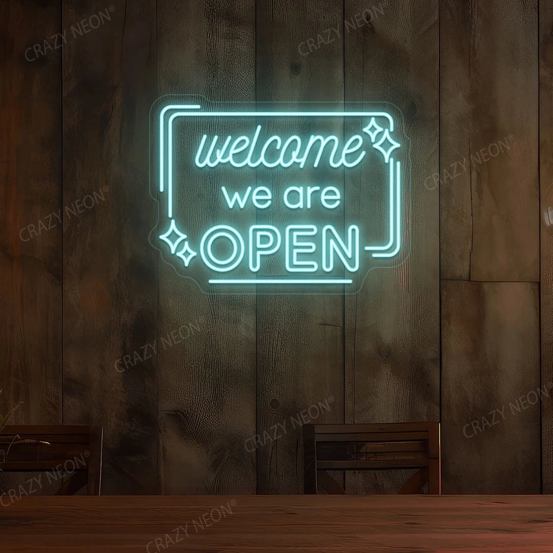 Welcome We are Open Sign (Purple, 42"(W)x31.5"(H))