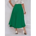 thumbnail image 5 of sicmoss Women's Green High Waisted Bohemian Maxi Skirt, Side Slit Flowy with Pockets, 5 of 8
