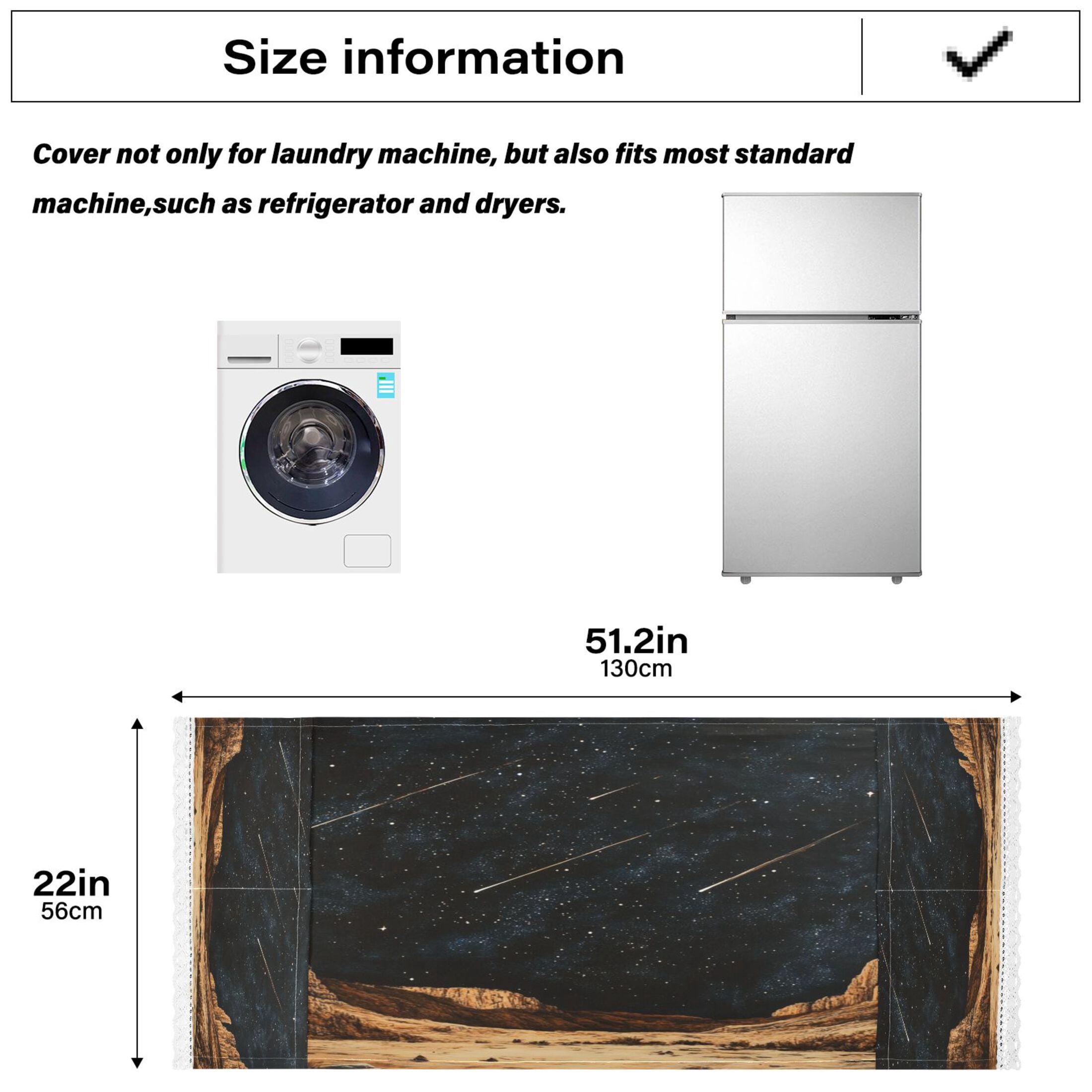MeteorWasher and Dryer Covers Dust-Proof and Oil Resistant Fridge Cover with 4 Storage Pockets Washing Machine Top Cover for Laundry Kitchen Home 51.2 x 22 In