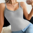 thumbnail image 4 of YUGYXL Ribbed Tank Tops for Women Spaghetti Strap Scoop Neck Slim Fitted Basic Sleeveless Casual Workout Cami Shirts Gray S, 4 of 9