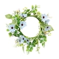 thumbnail image 2 of Kumdkd Blue Artificial Flower Candle Wreath, 13.78" Diameter, Spring Summer Wedding Table Centerpiece, Easter Door Hanging Decor, Plastic & Fabric Floral Ring for Home, 2 of 6