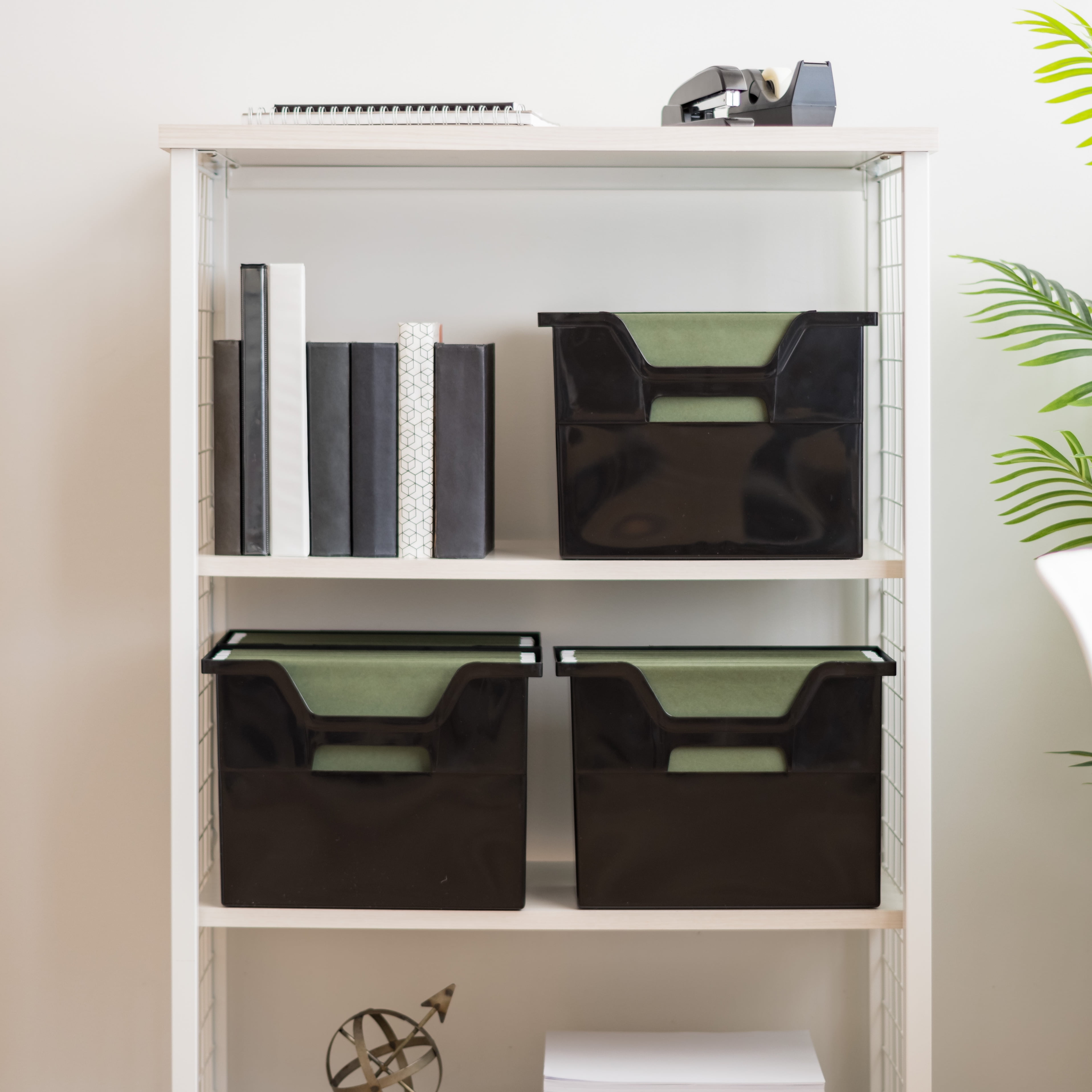 IRIS Medium Portable Desktop File Box with Open Lid, Side Handles, Hanging File Folders, Tabs & Inserts, 6Pk
