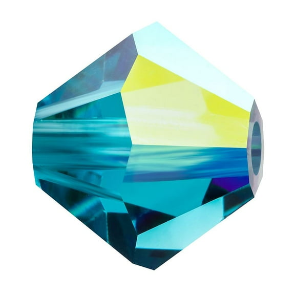 24pc Preciosa® Crystal Beads Czech Crystal Bicone(451 69 302 Rondelle) 60100 200 Indicolite AB 4mm Hole: 0.8mm