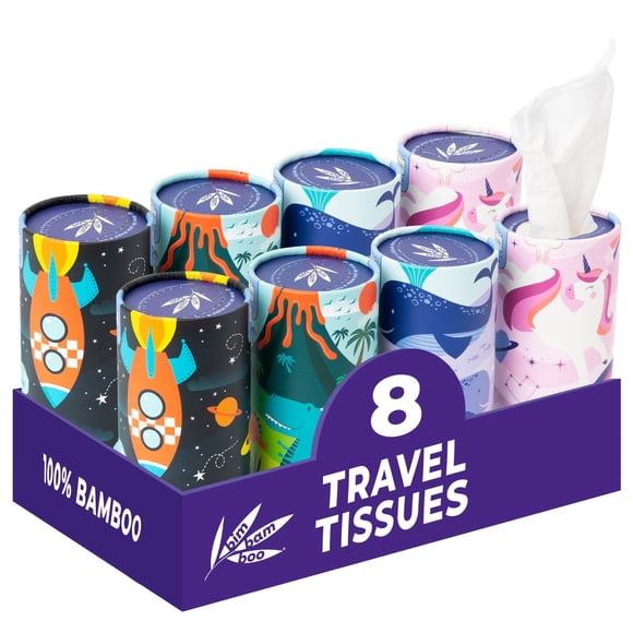 Soporte para pañuelos faciales Bim Bam Boo, 100% bambú, 3 capas y 8 tubos
