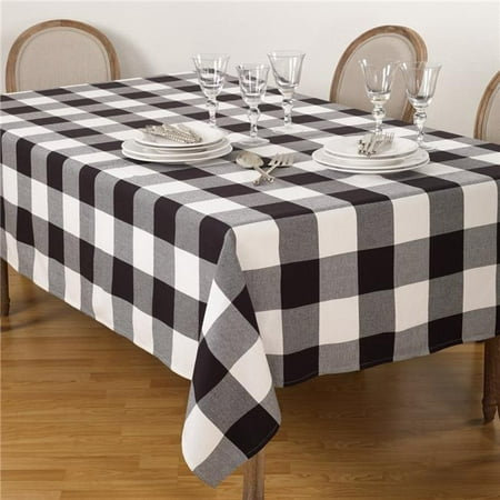 

SARO 9025.BK65160B 65 x 160 in. Rectangle Buffalo Plaid Check Pattern Design Cotton Tablecloth Black