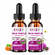 (2 Pack) Alliwise Liver Health Support Liquid 60ML, 1000mg Milk Thistle 80% Silymarin Extract & 250mg Dandelion Root Extract, Detox, Vegan, Non-GMO and All-Natural