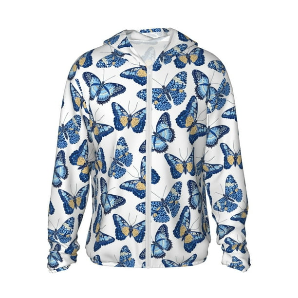 Balery Beautiful Butterflies Sudadera ligera de manga larga con capucha y protección solar UPF 50+ para hombre y mujer, ideal para pesca y running-XX-Large