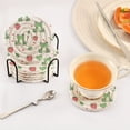 thumbnail image 5 of Haosy Set of 6 Drink Woven Coaster with Holder Heat Resistant Non-Slip Bar Coasters 4 Inches Frog Strawberries Heart Leaf, 5 of 7