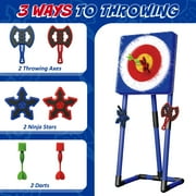 Flooyes Throwing Target Game Set, Shoot Game Toy Dart & Axe Throwing Toy Set with Dartboard, Birthday Gift for Kids Boys 6 7 8 9 10+ Years Old