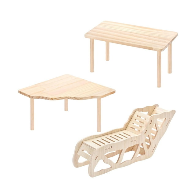 Plataforma de madera para hámster, juguete de exploración resistente para hámsteres pequeños. 3 piezas