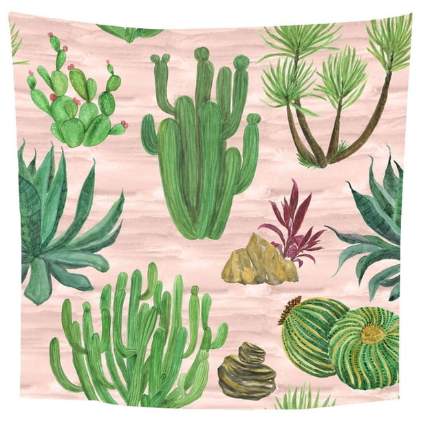 1 mantel de lino con estampado de plantas tropicales verdes, estilo pastoral. Cuadrado-5