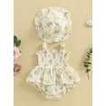 thumbnail image 5 of BemeyourBBs Newborn Baby Girl Summer Clothes Smocked Romper Dress 2 Pieces Outfit Sleeveless Ruffle Bodysuit Floral Tutu Dress with Sun Hat Set, 5 of 10