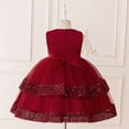 thumbnail image 5 of Kids Girls Layered Tulle Dress Red Dress Sleeveless Princess Birthday Dress for Girls Preschool Graduation 5-6 Years, 5 of 8