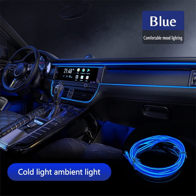 CEHVOM Car Cold Light Atmosphere Lamp Interior Light Guide Led Atmosphere Lamp EL Luminous Line 1 Meter + Lighter Universal Car Decorative Lamp Clearance