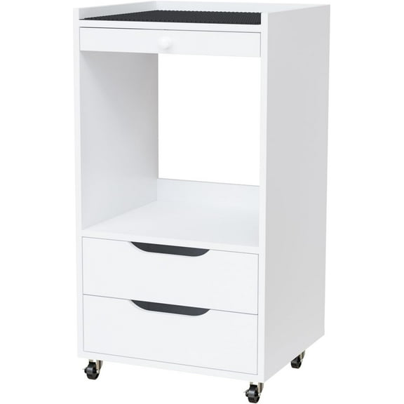 Salon Trolley Cart with Wheels, Esthetician Cart with Non-Slip Pads Drawers, Wood Mobile Storage Organizer for Beauty Spa Tattoo Esthetic Clinic Dental Salon Lab, White