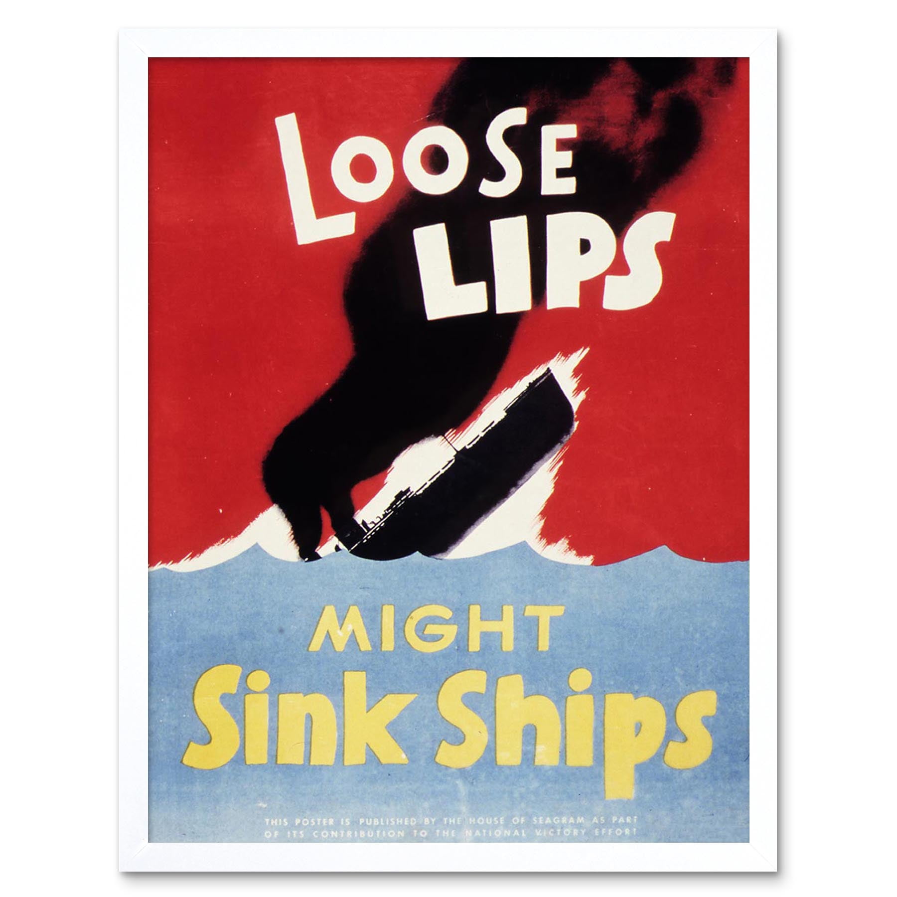 Loose Lips Sink Ships WWII USA Vintage 1941 War Propaganda Poster Art