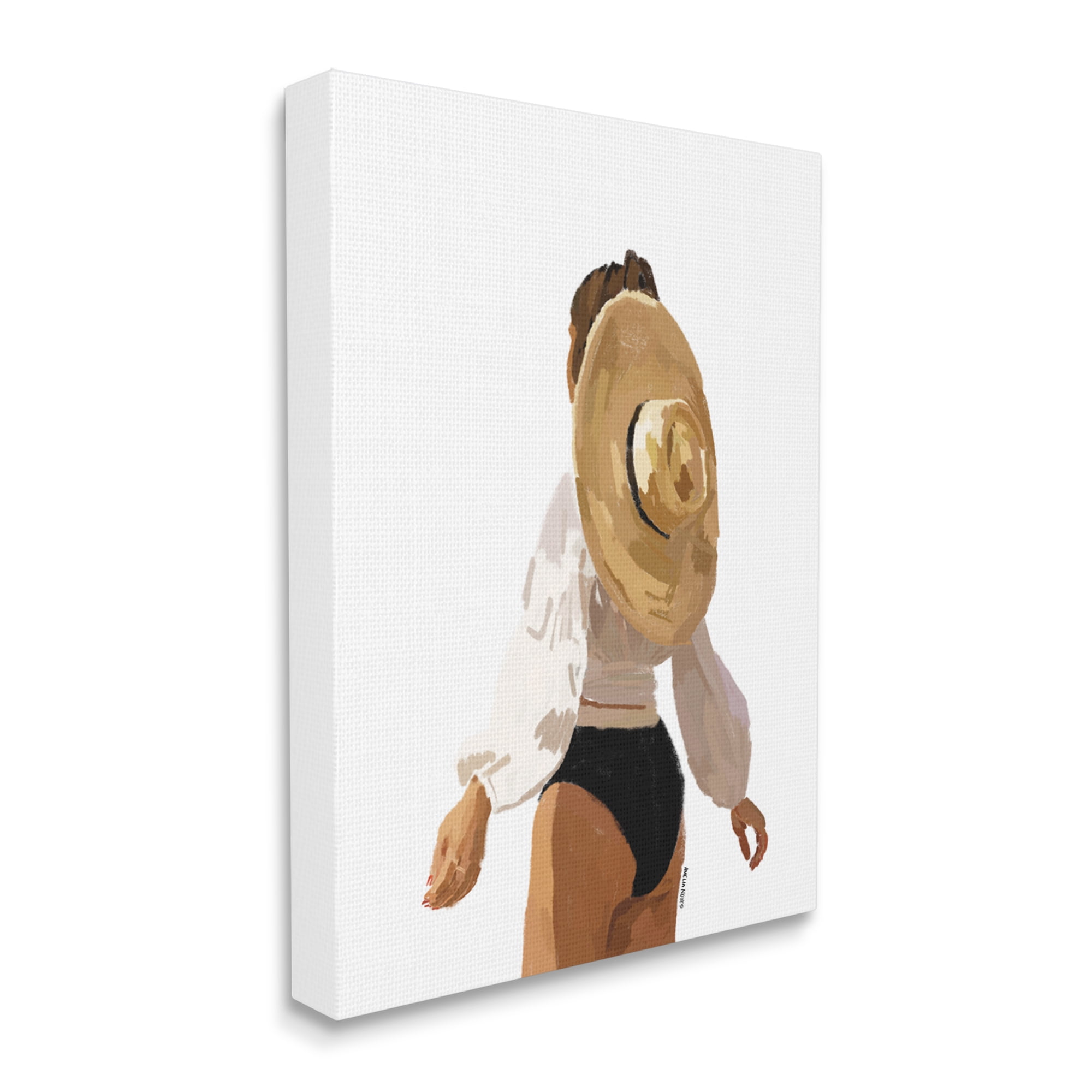 Stupell Industries Woman Draped Sun Hat Tropical Summer Vacation Graphic Art Gallery Wrapped Canvas Print Wall Art, Design by Amelia Noyes