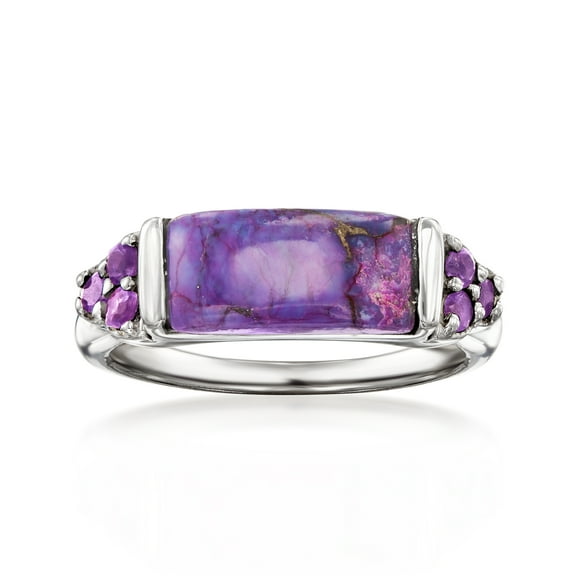 Ross-Simons Purple Turquoise and .10 ct. t.w. Amethyst Ring in Sterling Silver, Women's, Adult