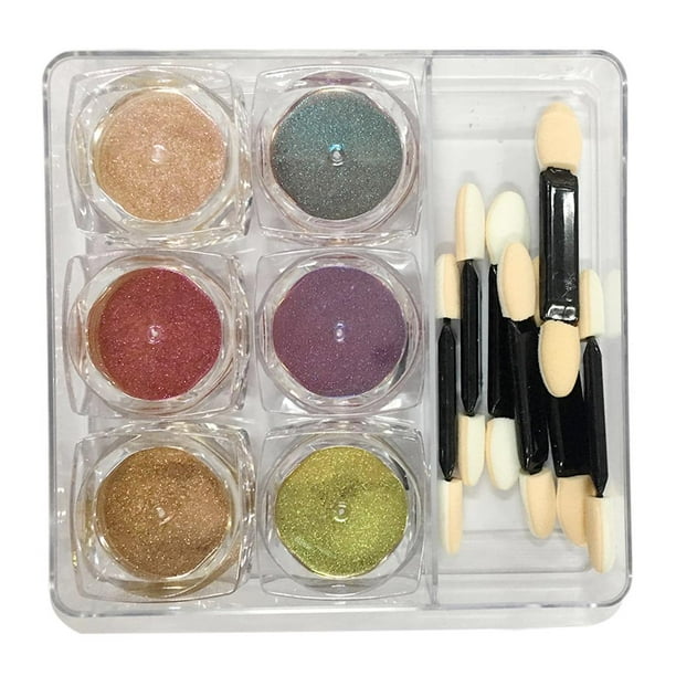 6x 6 colores UV Gel Polvo Polvo Adornos rico y Set Herramientas Artesanía Regalos Estilo-2