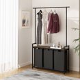 thumbnail image 6 of LENLN Large Laundry Hamper with Clothes Rack Hanging Bar, 3 Section Pull-Out & Removable Sorter Bags, Freestanding Laundry Basket Organizer for Bathroom, 6 of 7
