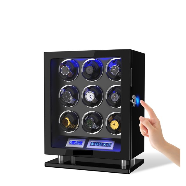 Finrprint Unlock Automatic Watch Winder With 3/4/6/8/12 Slot Touchscreen Remote Control Motor Watch Safe Box ,Strong Secure