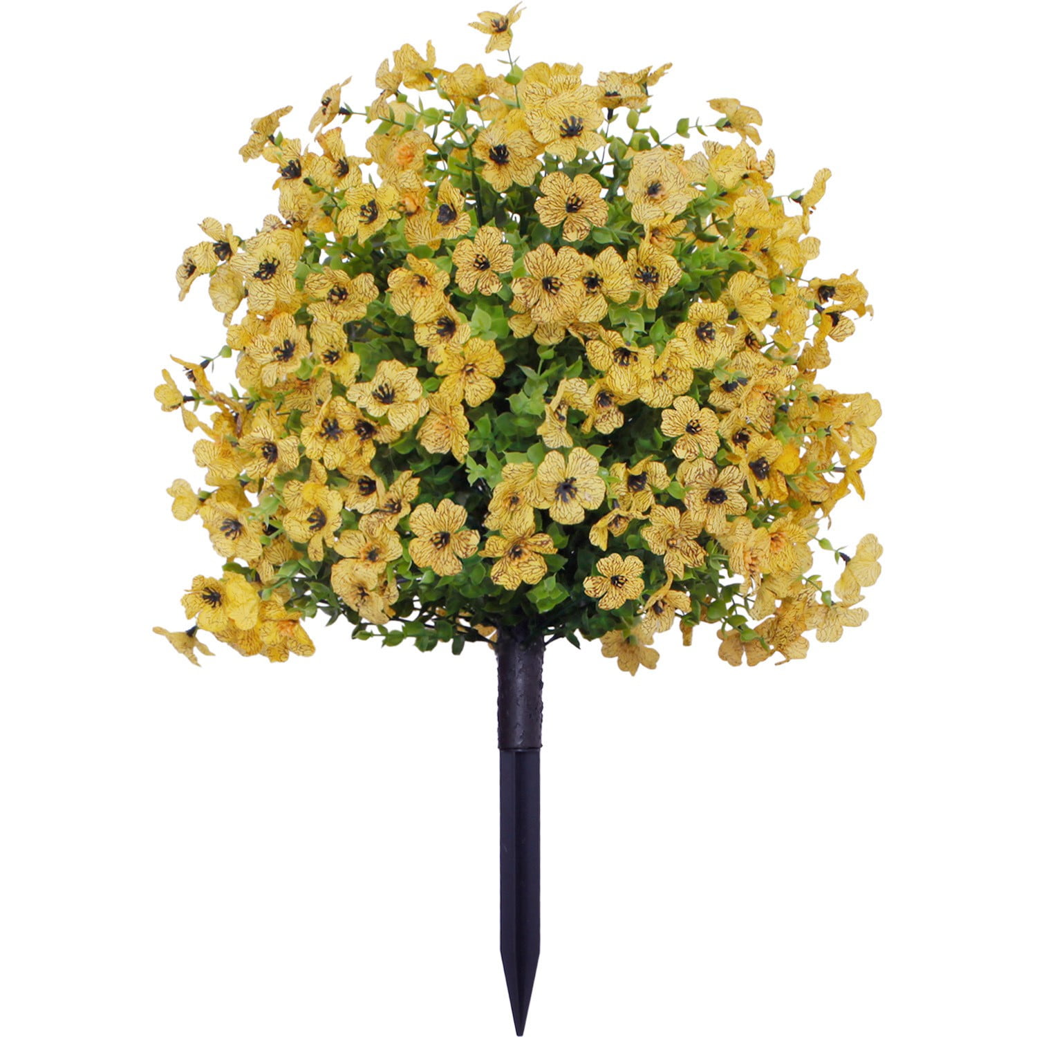 IMossad 22in Artificial Violets Flowers with Ground Spikes - Outdoor Fake Shrubs for Garden, Porch, Patio - Fade-Resistant & Weatherproof