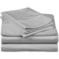 thumbnail image 1 of Mattress-Homes 600 Fils au Pouce Carré 100 % Coton Doux à Longues Fibres, Ensemble de Draps 4 Pcs, Format Courte Grand pour VR, Tissage Satin Lisse et Doux, Literie de Collection d'Hôtel de Luxe, Gris Pâle Uni, 1 of 2