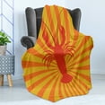 thumbnail image 4 of Lobster Soft Flannel Fleece Throw Blanket, Aquatic Animal Lobster on Starburst Pattern Illustration, Cozy Plush for Indoor and Outdoor Use, 50" x 70", Vermilion Orange, by Ambesonne, 4 of 5