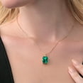 thumbnail image 5 of Gem Stone King 18K Yellow Gold Plated Silver Green Nano Emerald and White Diamond Pendant Necklace for Women (6.52 Cttw, Gemstone May Birthstone, Emerald Cut 14X10MM, with 18 inch Silver Chain), 5 of 5