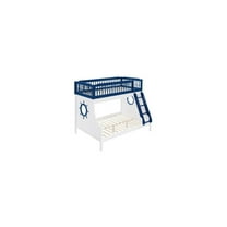 HomeStock Global Glam Twin/Full Bunk Bed in Navy Blue & White Finish