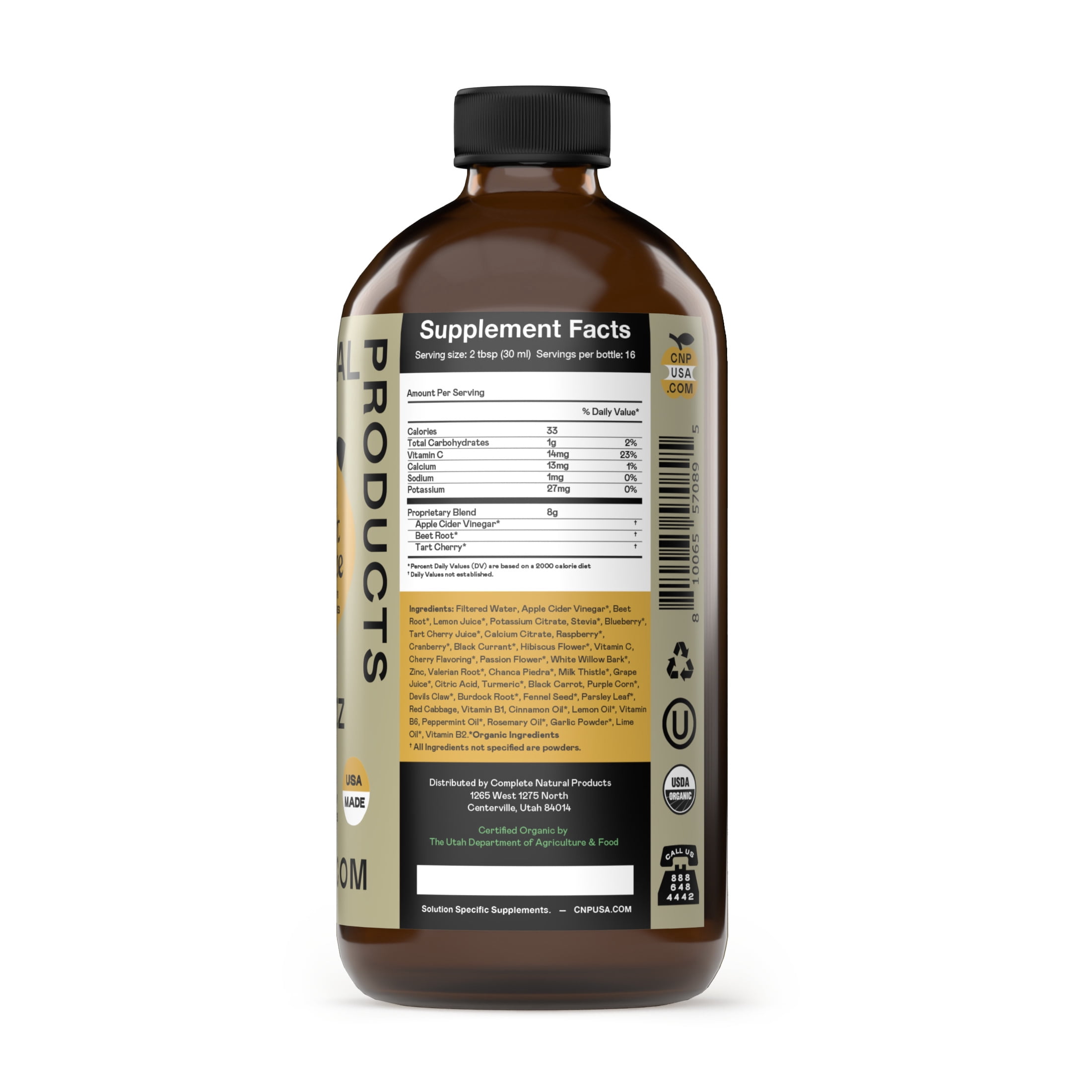 Complete Natural Products Joint Support Complete – 16 Fl Oz Organic Liquid Joint Supplement with Glucosamine Chondroitin MSM – Natural Uric Acid Joint Health Support for Mobility  - Glass Bottle
