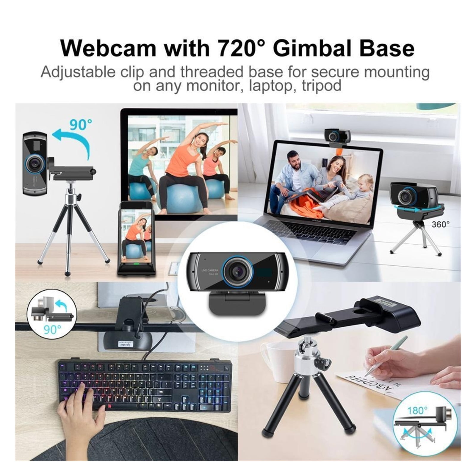 1080p Hd Webcam With Microphone 100°Wide Angle Video Conferencing Live Streaming Drive For Conferencing, Live Streaming, Recording ,Full Clarity