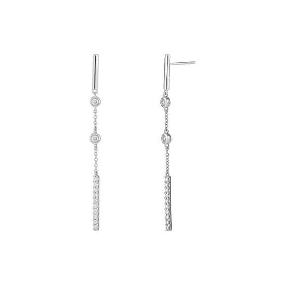 Women's Welry 1/4 cttw Diamond Dangle Earrings in 14kt White Gold