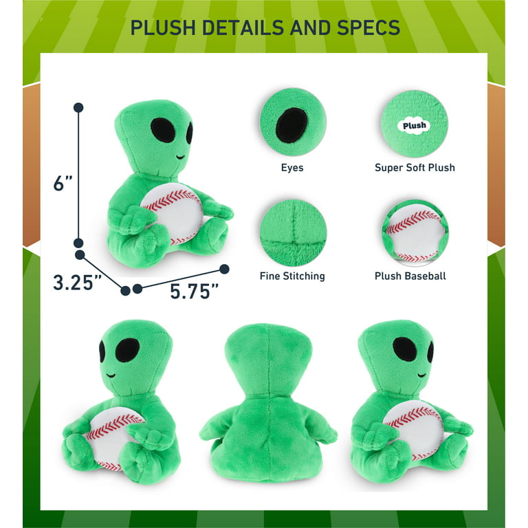 DolliBu Green Alien Stuffed Animal with Baseball Plush - Soft Huggable Alien,  Adorable Playtime Alien Plush Toy, Cute Space Gift, Super Soft Plush Doll  Animal Toy for Kids and Adults - 6