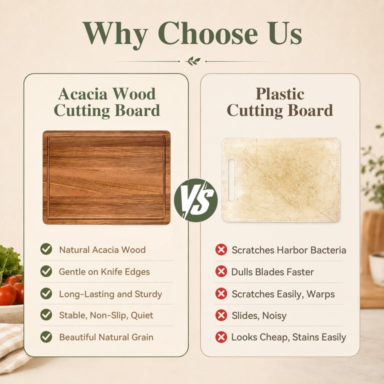 TINANA Acacia Wood Cutting Board, 17 x 12 Inches photo 5