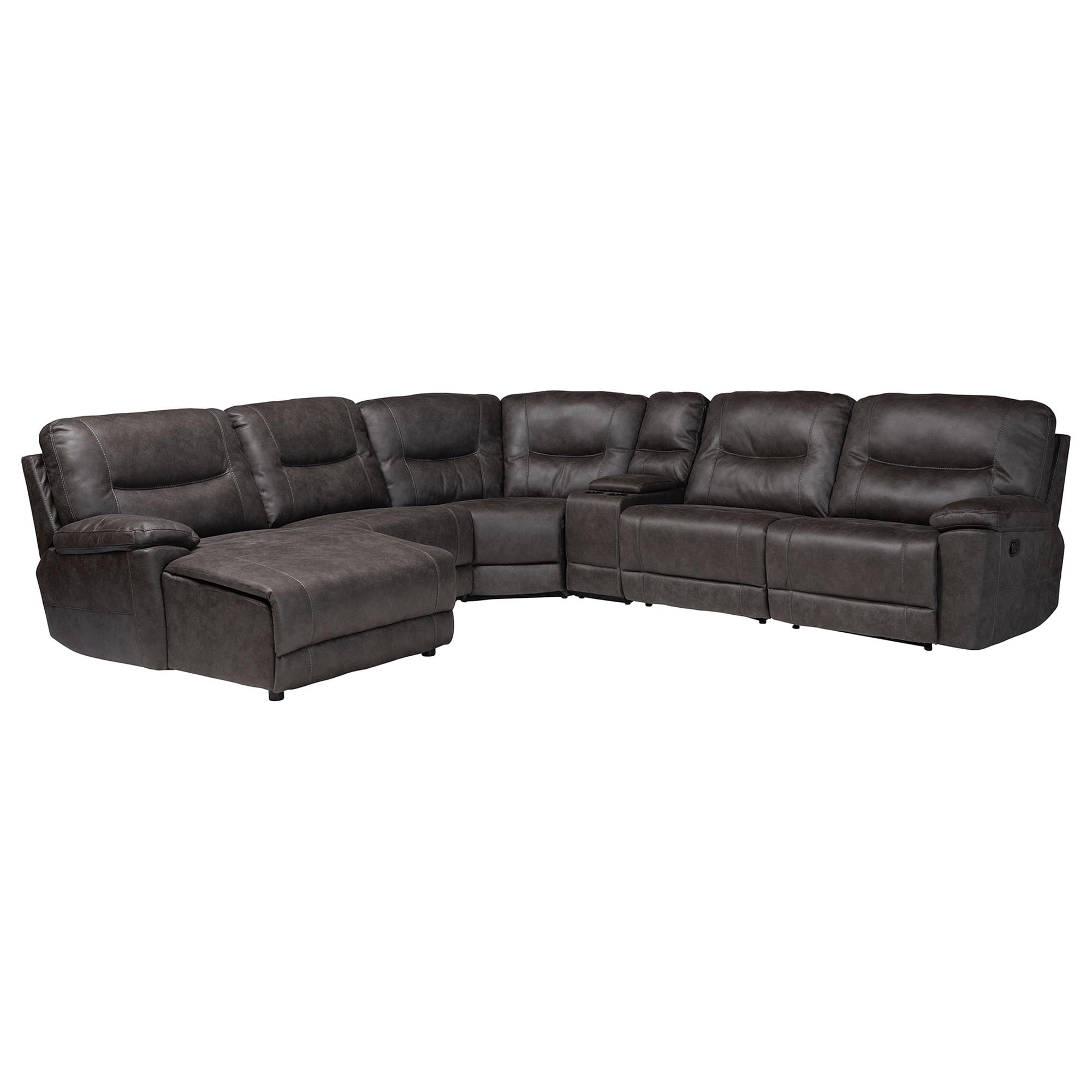 Baxton Studio Mistral Modern Modular Sofa, 6-Piece, Charcoal Grey