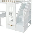 Twin Over Twin Bunk Beds with Stairs, Wood Loft Bed with Desk and Seat
