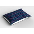 thumbnail image 2 of Ambesonne Tribal Pillow Sham 2 Pack, Modern Colored Aztec Forms, 30"x20", Indigo Blue Pink, 2 of 3