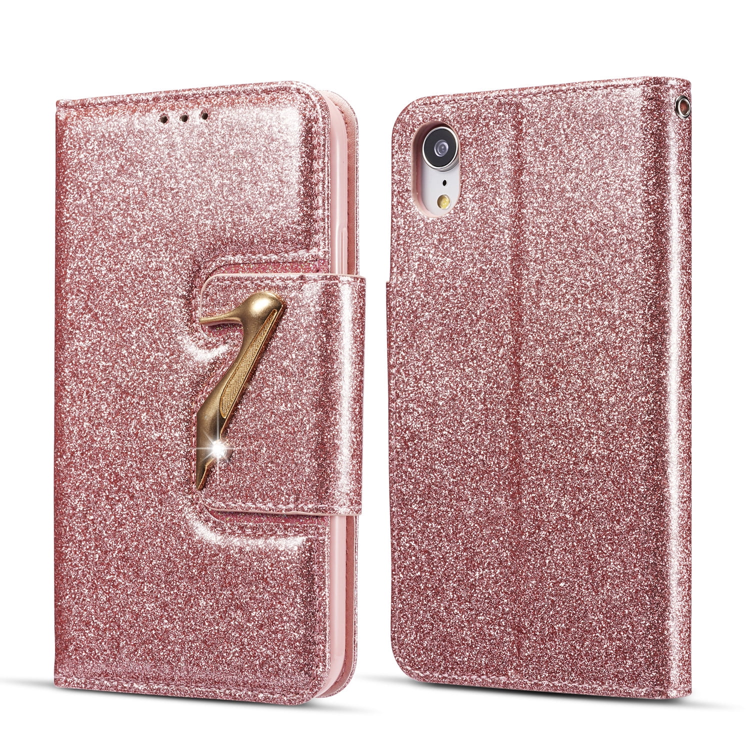 iPhone XR Case Wallet, iPhone XR 2018 Case, Allytech Glitter Bling Leather Cover Folio Credit ...