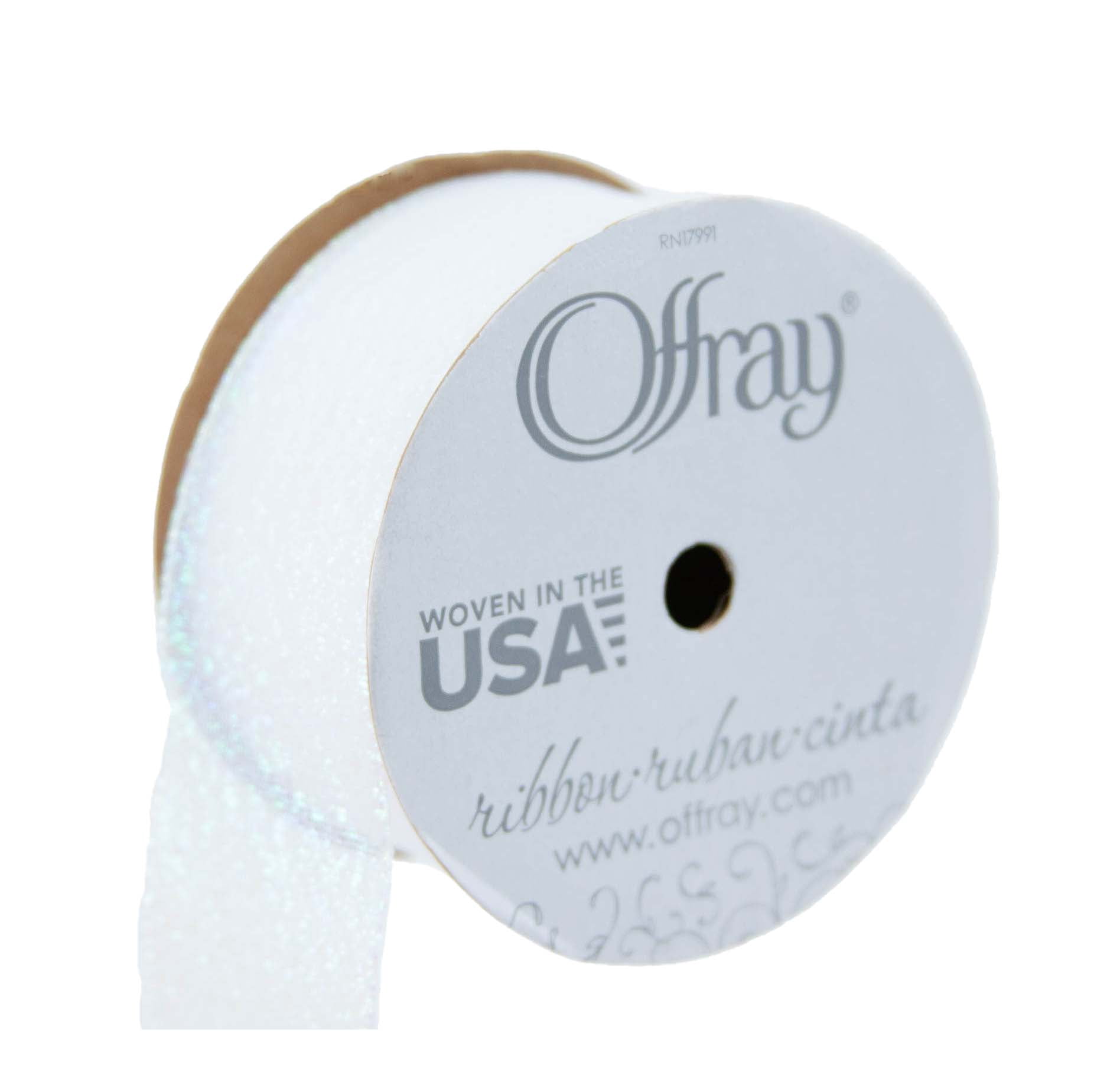 (3 pack) Offray Ribbon, White Opal 1 1/2 inch Galena Metallic Ribbon for Wedding, Crafts, and Gifting, 9 feet, 1 Each
