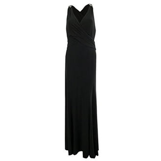 RALPH LAUREN Womens Black Sequined Long Sleeve V Neck Maxi Evening Wrap  Dress 4 - Walmart.com